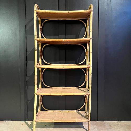 Vintage Open Back Shelf Unit with Bent Cane For Sale - Image 3 of 6
