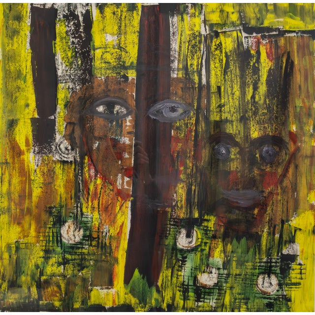 Two Faces, Chef de Mulu, Acrylic on Paper For Sale - Image 5 of 5