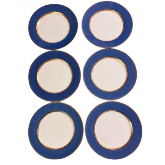 Blue Vintage Fitz and Floyd Porcelain Renaissance Blue Platters - Set of 6 For Sale - Image 8 of 10