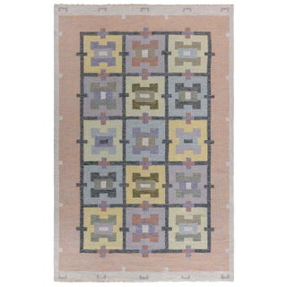 Doris Leslie Blau Vintage Swedish Flat Weave Rug by Agda Osterberg For Sale