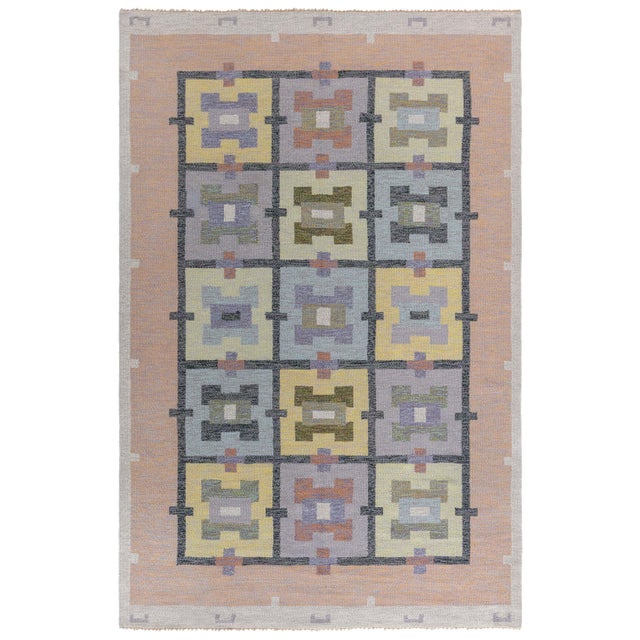 Doris Leslie Blau Vintage Swedish Flat Weave Rug by Agda Osterberg For Sale