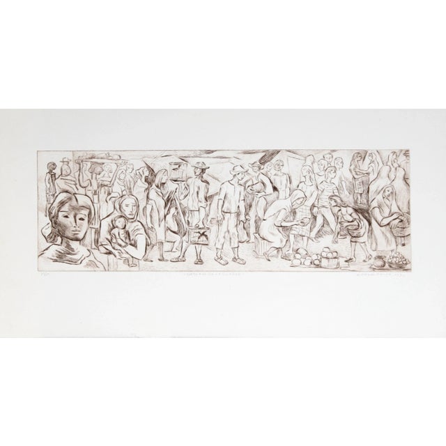 1990s Alfredo Zalce, Mercado De La Soledad, Etching For Sale - Image 5 of 5