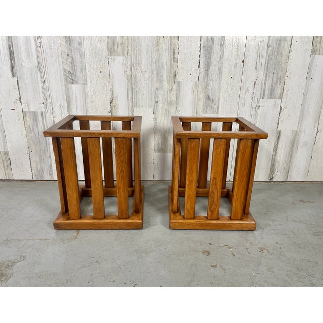 Walnut Slatted Side Tables. These tables would look great with a glass or smoked glass top. Top opening measures 12.25 x...