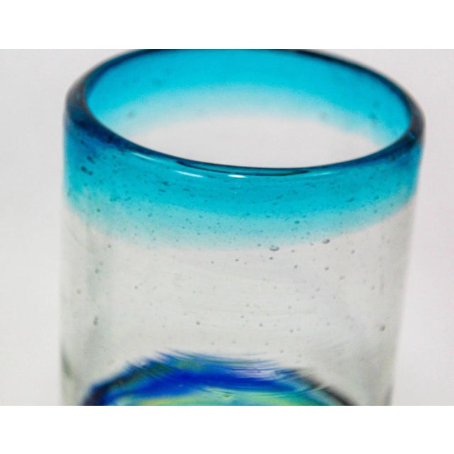 Transparent Vintage Mexican Tumblers Drinking Glasses With a Swirl Band Set of 5 Barware For Sale - Image 8 of 12