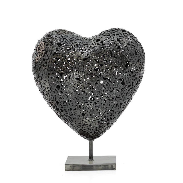 Industrial Steel Heart Sculpture by Azele Studio For Sale - Image 11 of 11