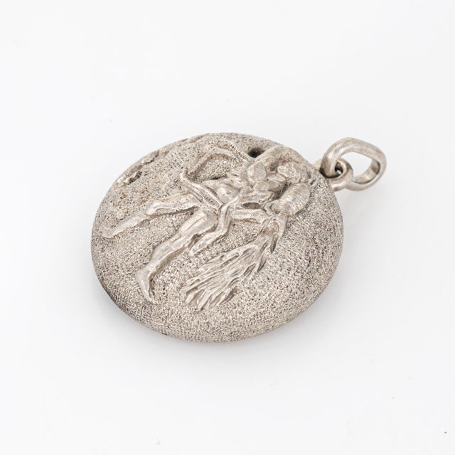 Vintage 70s Pendant Gianmaria Buccellati Aquarius Zodiac Charm Sterling Silver For Sale - Image 4 of 5