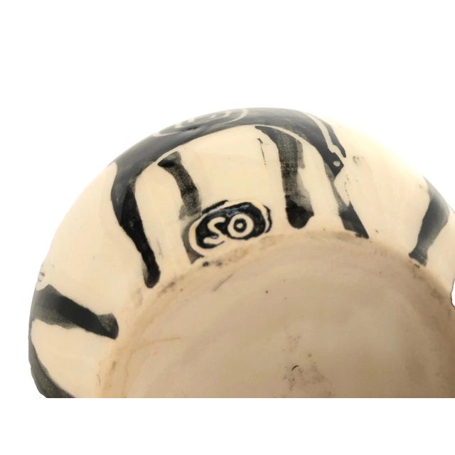Artisan Teapot Hand Crafted Farm Livestock Black on White Cows & Birds Signed So For Sale - Image 9 of 9