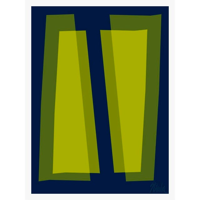 Lime and Deep Navy Transparencies Fine Art Print 14" X 20" by Liz Roache For Sale In Boston - Image 6 of 6