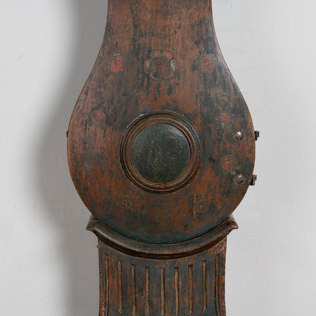 19th Century Original Painted Swedish Mora Grandfather Clock For Sale - Image 9 of 17