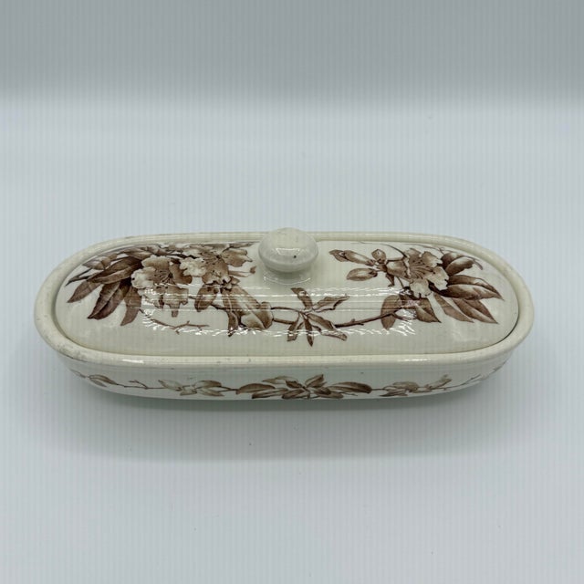 A refined and uncommon Victorian washstand toiletware box, this 1887 KEW pattern piece by Brown-Westhead Moore & Co. in...