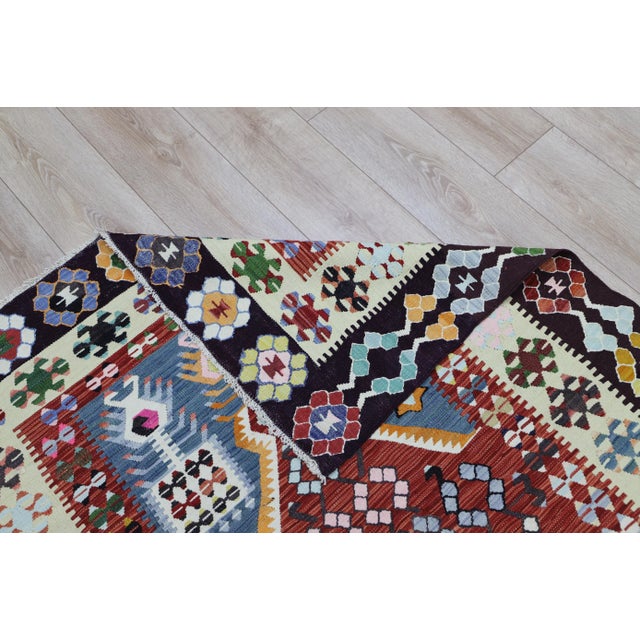 1960s Tribal Style Red Handmade Oushak Kilim Rug For Sale - Image 11 of 12