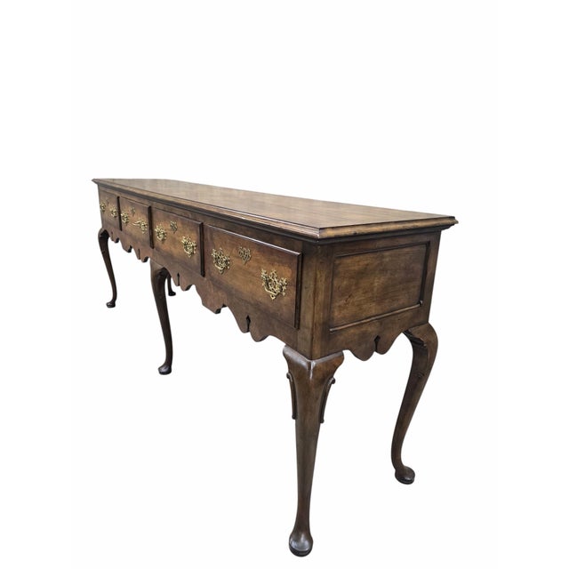 Baker Furniture Company Vintage Queen Anne Style Walnut Console Table/Sideboard by Baker Furniture Co. For Sale - Image 4 of 10