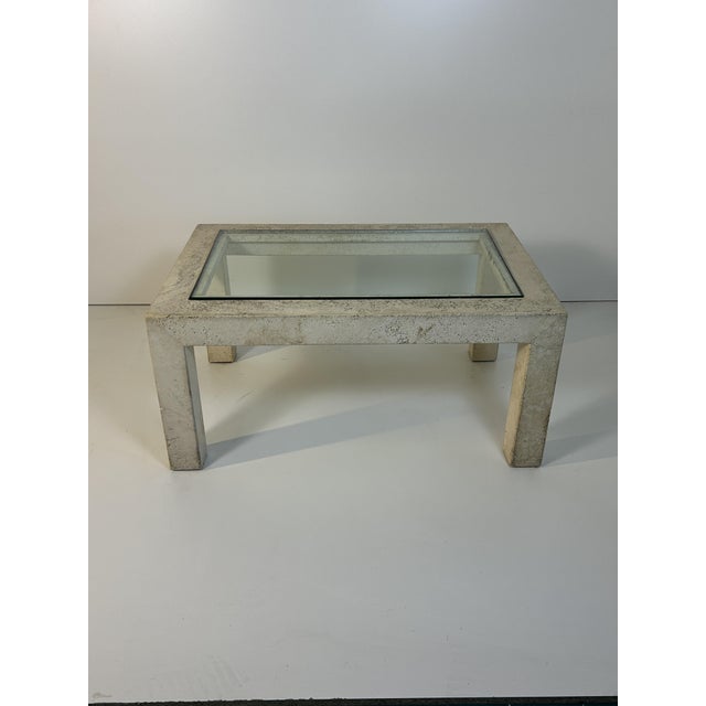 Travertine and Glass Coffee Tables, 1970s, Set of 3 For Sale - Image 9 of 10
