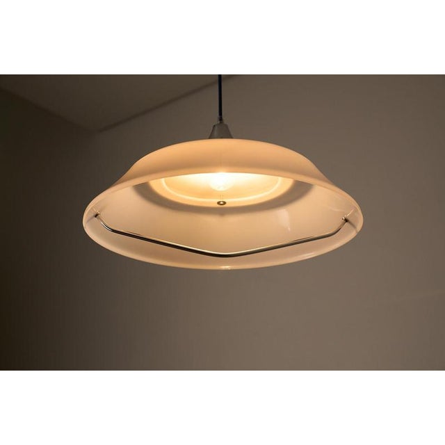 Metal Space Age Acrylic Glass Dish Pendant with Chrome Detail, 1970s For Sale - Image 7 of 10