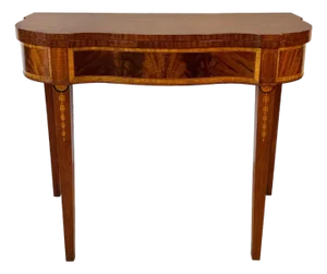 Antique Hepplewhite Inlaid Mahogany Expanding Half Moon Console Card Table