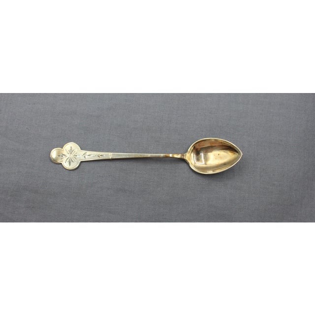 Mid-Century Modern Early-Mid 20th Century Norwegian Set of 9 Gilt 830 Standard Silver Coffee Spoons For Sale - Image 3 of 6