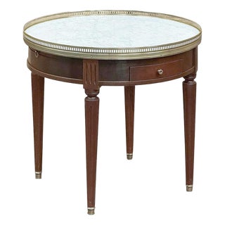 Antique French Louis XVI Mahogany Marble Top Bouillotte Table For Sale