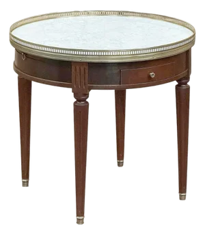 Antique French Louis XVI Mahogany Marble Top Bouillotte Table