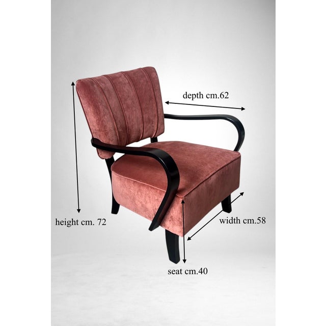 Mid 20th Century Art Deco Jindřich Halabala Style Czechoslovak Armchair 1 For Sale - Image 18 of 18