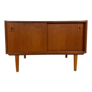 Small Danish Teak Sideboard with Sliding Doors, 1960s For Sale