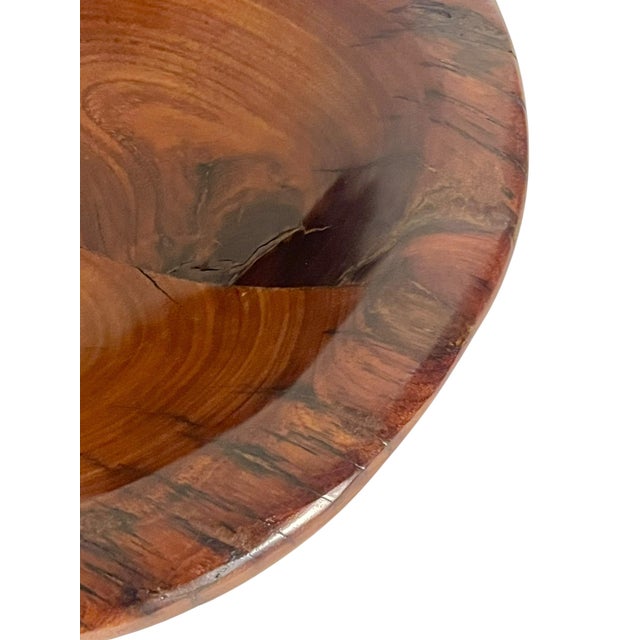 Wood Vintage African Folk Art Heavy Wood Bowl For Sale - Image 7 of 10