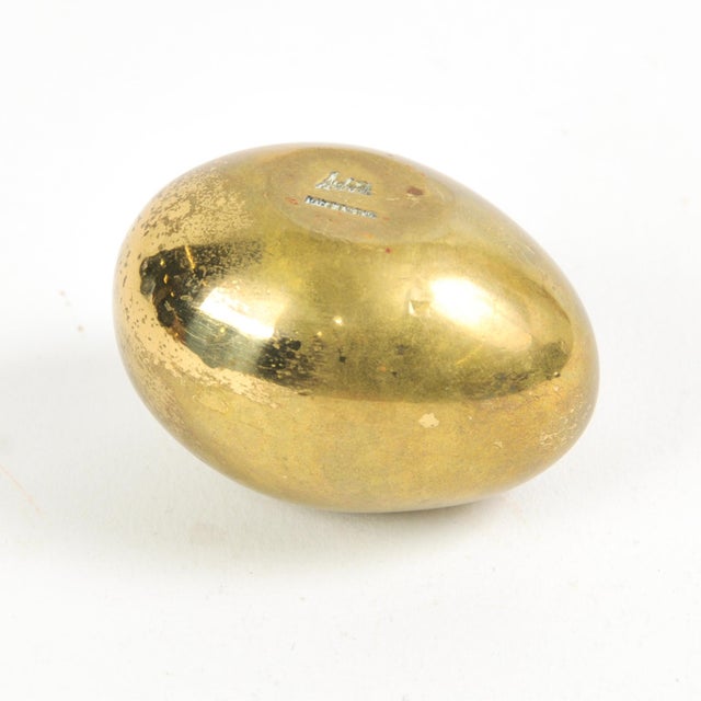 Signed Carl Aubock Solid Brass Egg Paperweight Made in Austria For Sale - Image 11 of 12