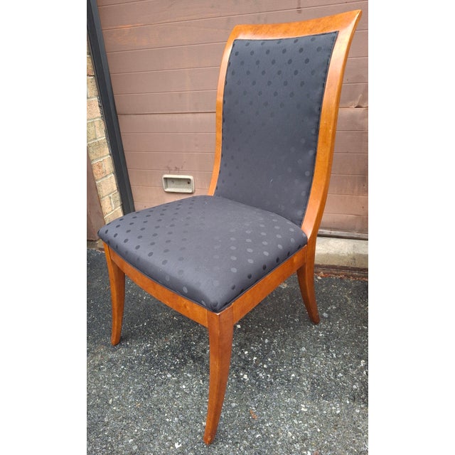 Black Set of Eight Hickory White Maple and Black Upholstered Dining Chairs For Sale - Image 8 of 14