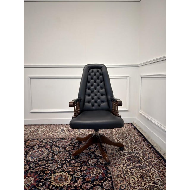 About this Classic English Chesterfield Office Chair Black Classic and Elegant | Antique office chairs in English, Classic...