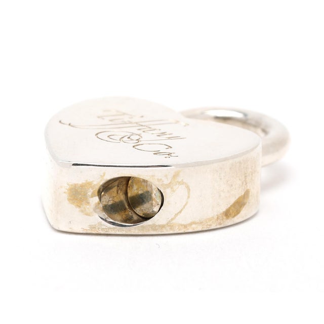 Modern Tiffany & Co Heart Padlock Charm, Sterling Silver, Length 7/8 In For Sale - Image 3 of 4