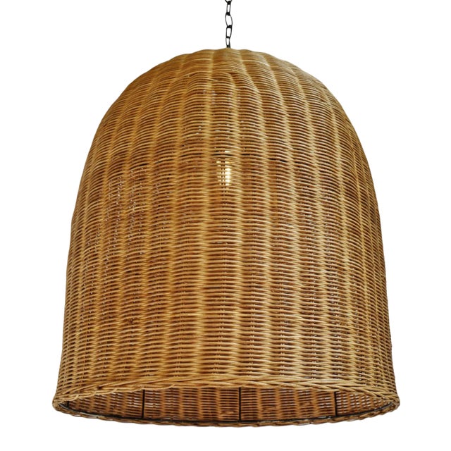 Tea Stain Wicker Dome Lantern For Sale