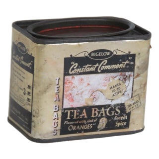 Bigelow Constant Comment Tea Bag Tin Lidded Canister With Gold Foil Label 4905b For Sale