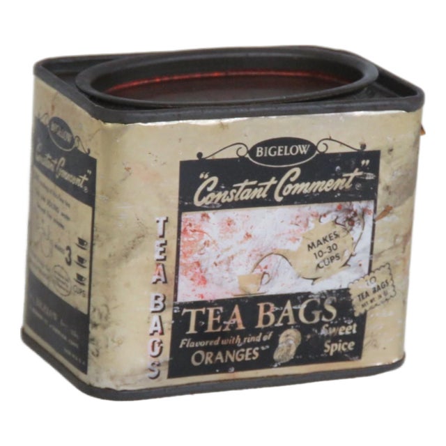 Bigelow Constant Comment Tea Bag Tin Lidded Canister With Gold Foil Label 4905b For Sale