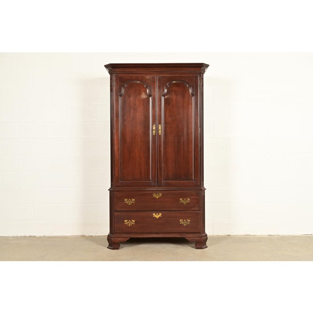 A gorgeous Georgian or Chippendale style gentleman's chest, linen press, or armoire dresser By Ethan Allen USA, Circa...