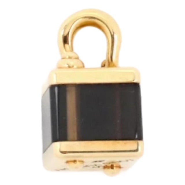 Mid 20th Century Louis Vuitton Brown Cube Bag 18k Yellow Gold Charm Pendant For Sale