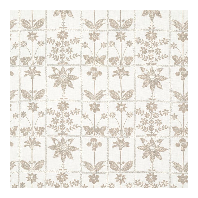 Sample - Schumacher Georgia Wildflowers Fabric in Neutral For Sale