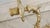 Metal Vintage Chinese Lacquered Brass Lyre-Form Double-Arm Candle Wall Sconce For Sale - Image 7 of 18