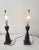 Mid-Century Modern Design Pair of Hourglass “Turned” Shaped Two-Toned Dark Lamps Excellent Condition For Sale - Image 11 of 12