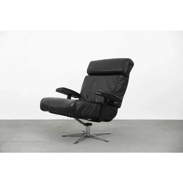 Vintage German Office Swivel Leather Easy Chair, 1960s For Sale - Image 4 of 11