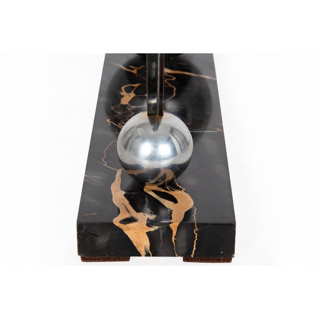 1930s French Art Deco Chrome and Etched Glass "Fish" Lumiere Table Light For Sale - Image 12 of 15