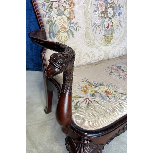 Queen Anne Queen Anne Style Mahogany Needle Point Settee For Sale - Image 3 of 15