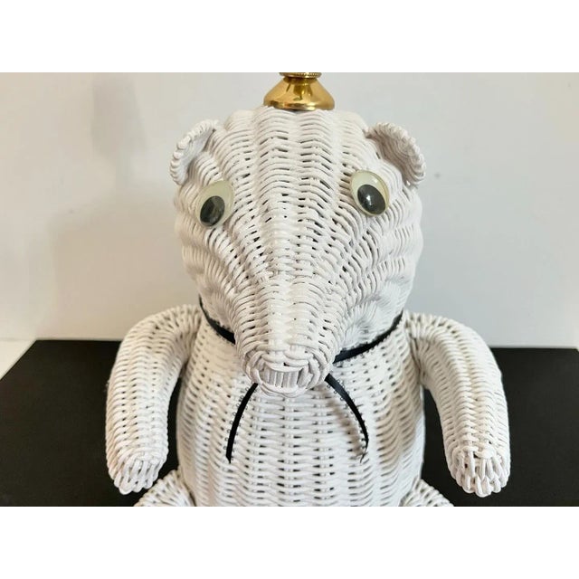 Mid 20th Century 1970s Wicker Teddy Bear Lamp & Shade For Sale - Image 5 of 18