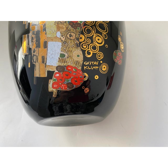 Black Goebel Klimt "The Kiss" Porcelain Vase & Certificate 19"h For Sale - Image 8 of 13