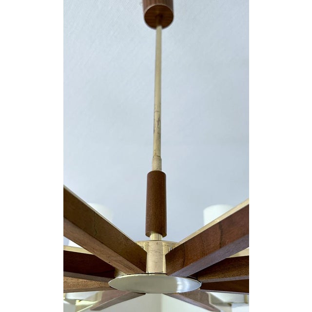 Scandinavian Glass and Teak Chandelier, 1960s For Sale - Image 14 of 16
