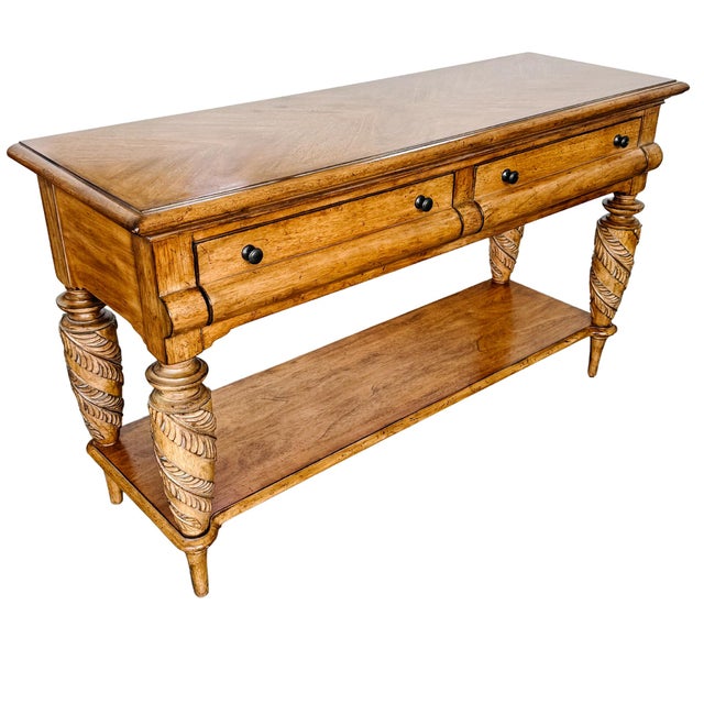 2000 - 2009 Tommy Bahama Home Tropical British Colonial Style Carved Console Table For Sale - Image 5 of 12