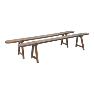 19th Century French Pair of Solid Oak Farmhouse Benches