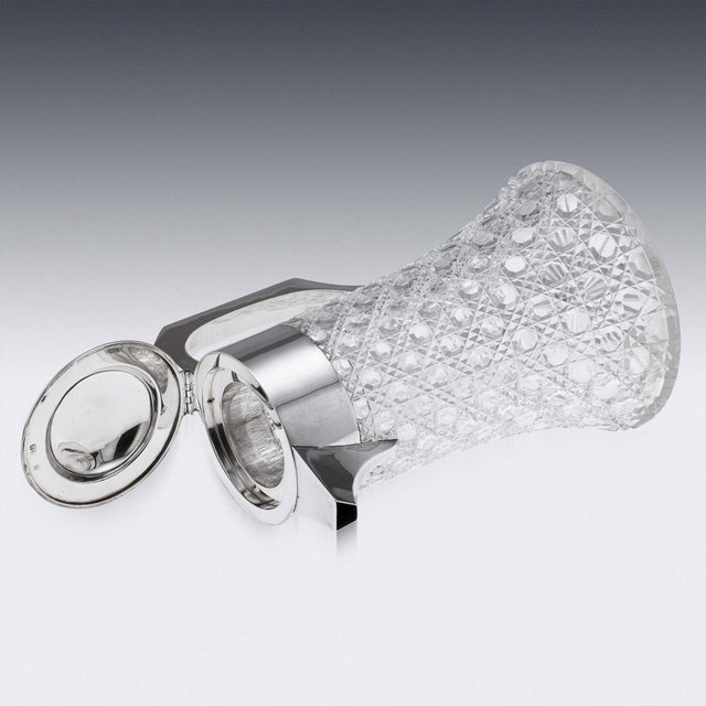 Silver Antique Victorian Silver and Cut Glass Claret Jug, 1896 For Sale - Image 8 of 18