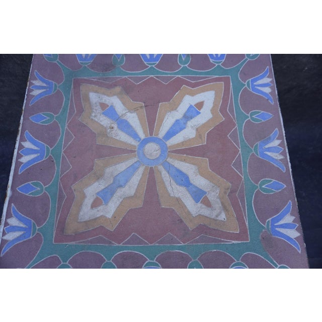 1930s Spanish Revival Meets Egyptian Revival Tile-Top Table For Sale In Los Angeles - Image 6 of 7