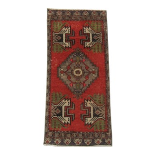 Vintage Wool Mini Rug For Sale