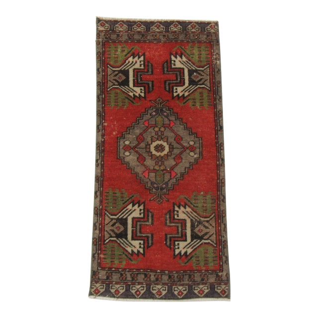 Vintage Wool Mini Rug For Sale