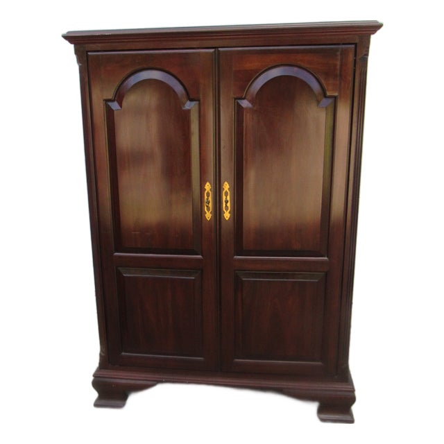 1980s Ethan Allen Cherry Armoire Wardrobe Tv Cabinet Designer Chest Georgian Court For Sale